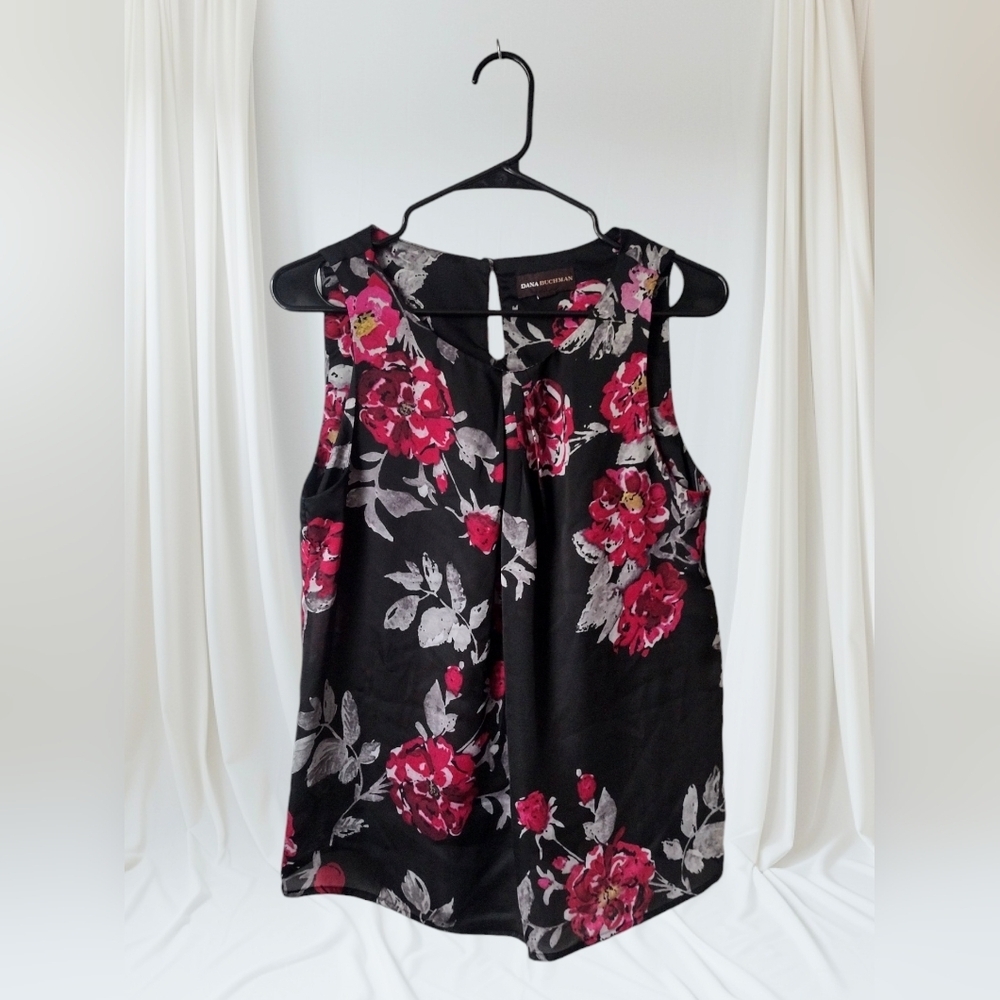 Dana Buchman Black Floral Tank
